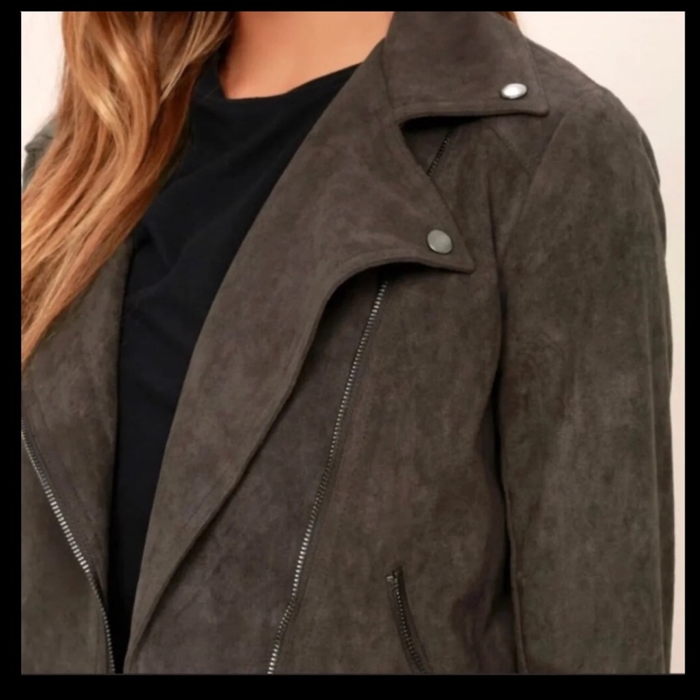 LUSH charcoal grey suede jacket - Picture 2 of 4